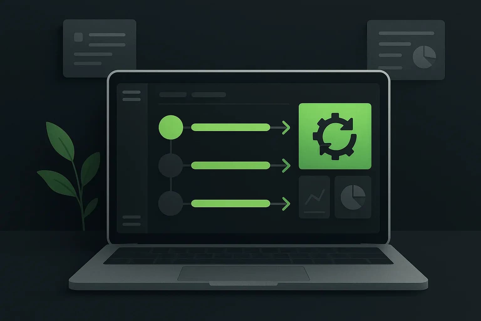 Interface de suivi de processus automatisés avec indicateurs de progression.