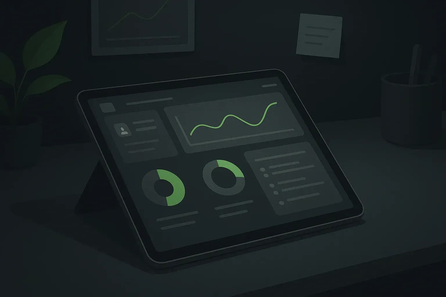 Une tablette affichant un tableau de bord personnalisé et organisé.