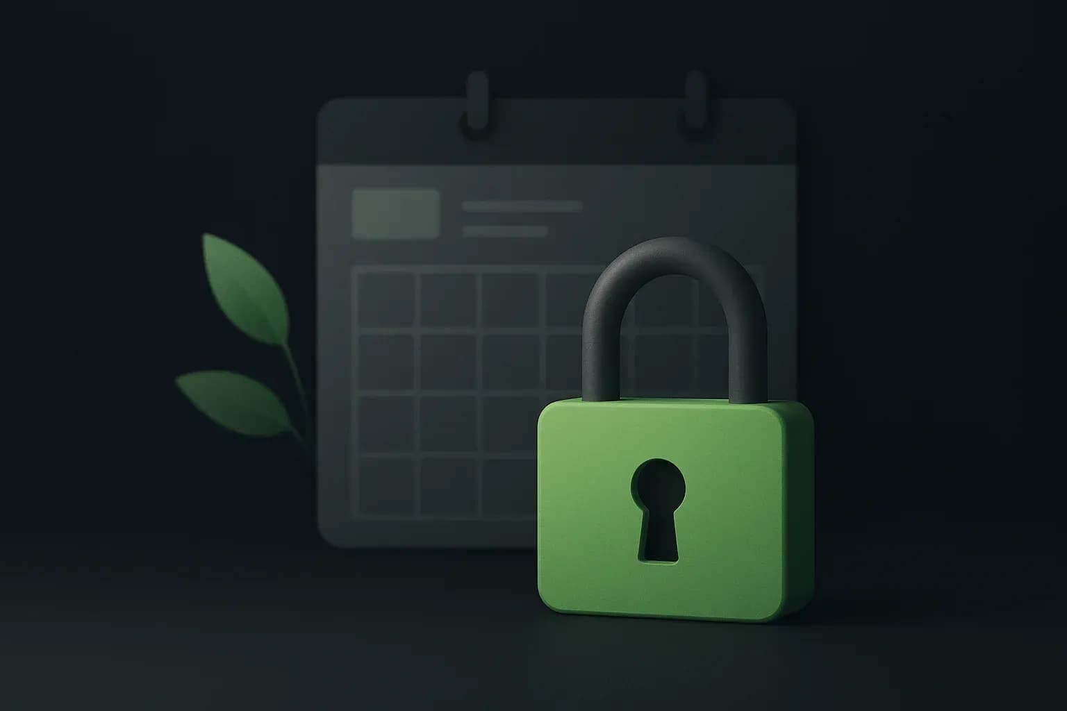Calendrier symbolique protégé par un cadenas posé au premier plan