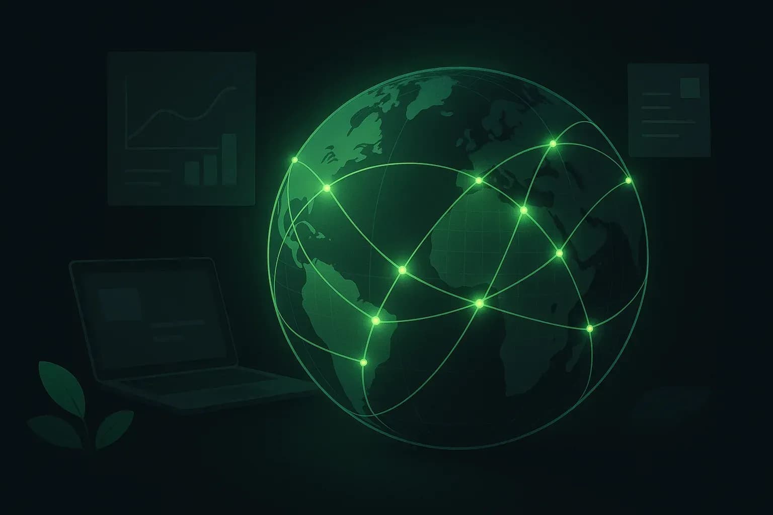 Globe numérique stylisé composé de lignes de lumière interconnectées symbolisant la communication mondiale.