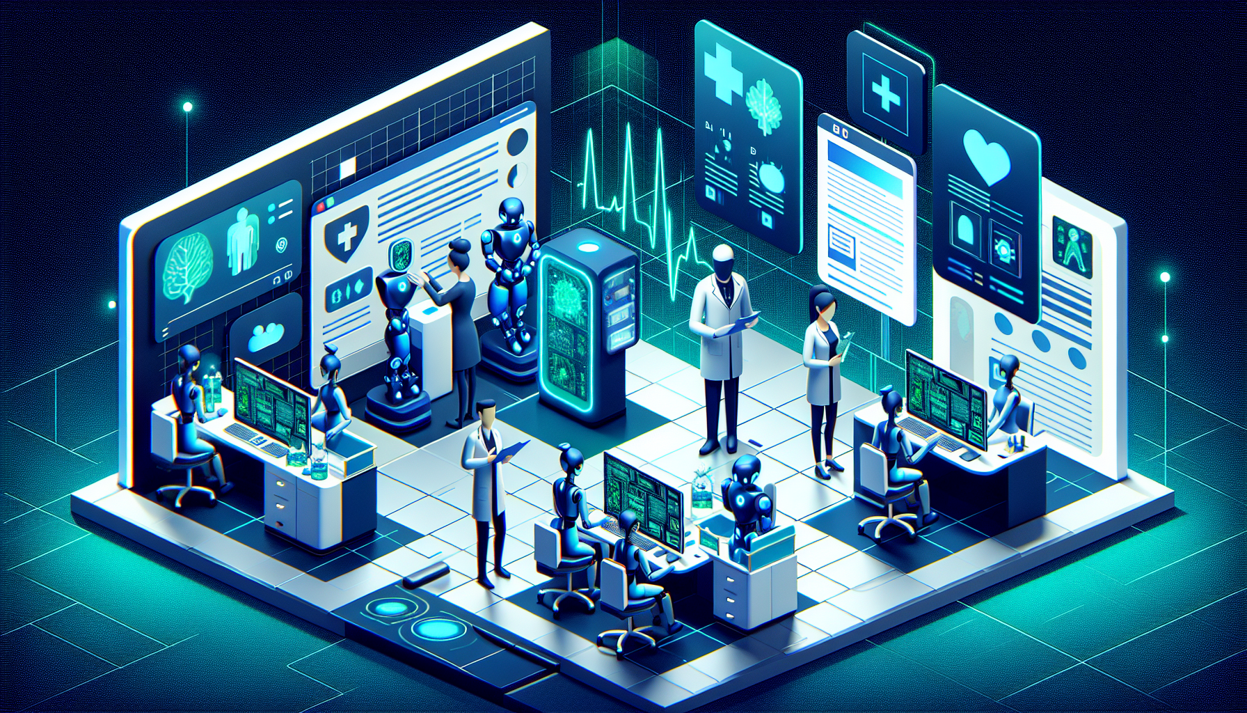 Agents IA révolutionnent l'automatisation hospitalière - illustration futuriste